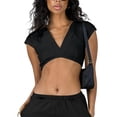 thumbnail image 2 of Coduop Sexy Women's Short Sleeve V Neck Fitted Tee Shirt Top Solid Color Short Tees Blouse, 2 of 6