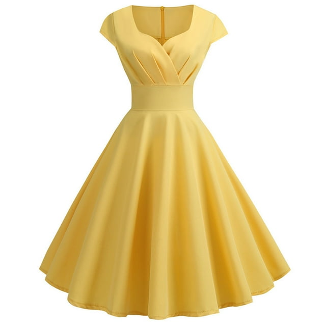 TIMIFIS Robe à Manches Courtes pour Femmes, Style Rétro Vintage des Années 1950, Robe de Cocktail Évasée, Robe à Pois Audrey, Robe d'Été Décontractée, Robe Trapèze, Robe de Travail, Robes d'Invitée de Mariage, Été