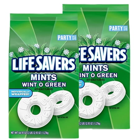 LIFE SAVERS Wint-O-Green Breath Mint Bulk Hard Candy  Party Size  44.93 oz Bag (Pack of 2)