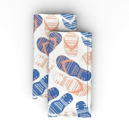

Cotton Sateen Dinner Napkins (Set of 2) - Coral Blue White Distressed Look Summer Beach Hot Weather Ocean Shoes House Modern Nautical Vacation Print Cloth Dinner Napkins by Spoonflower