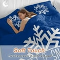 thumbnail image 4 of Hello Winter Bedding Duvet Cover Set Full Size 4 Pieces Snowflake Dark Blue Soft Twill Plush Quilt Cover, Include 1 Duvet Cover 1 Flat Sheet And 2 Pillow, 4 of 7