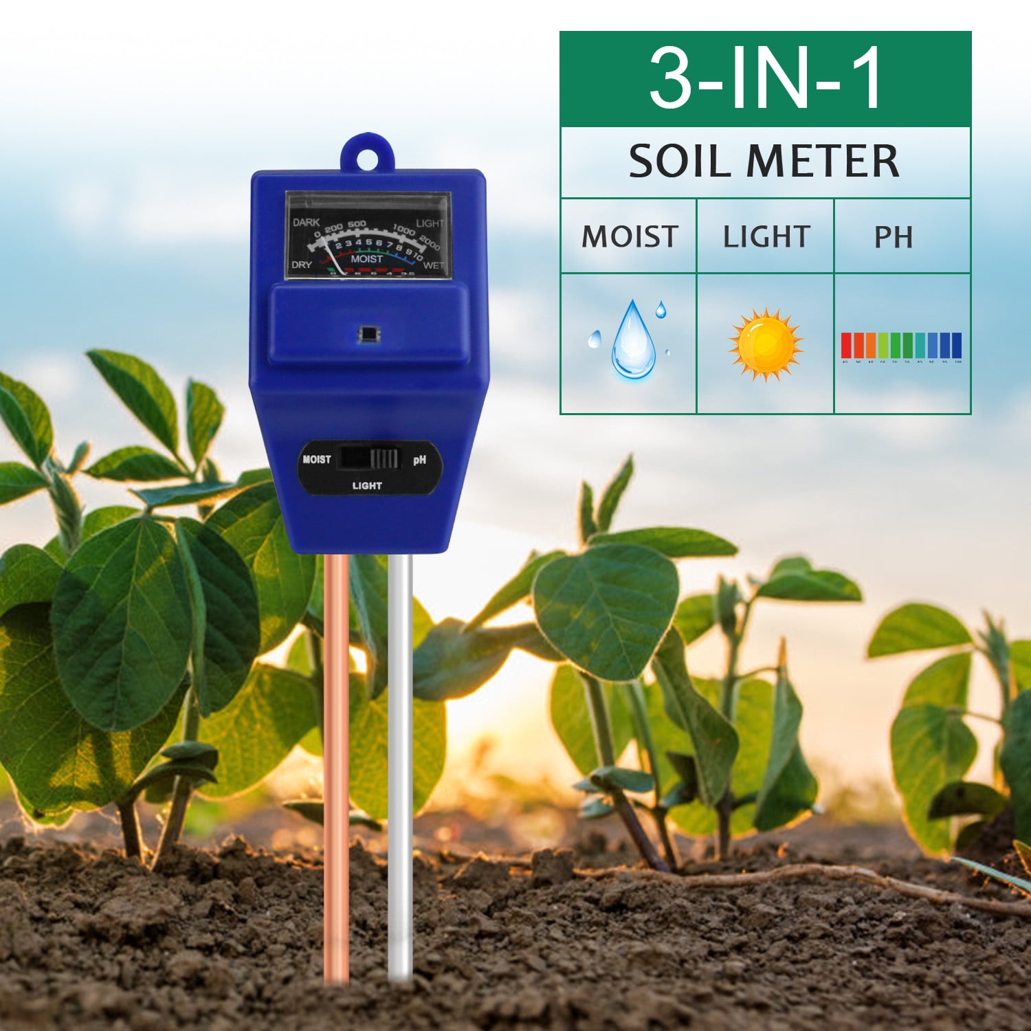 Elegant Choise 3in1 Gardening Soil Test Kit for Moisture
