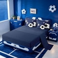 thumbnail image 3 of meiyoeat Football Ball Games 7 Pieces Full Size Bedding Sets For Boys,Soccer Sport Theme Full Size Bed in a Bag For Kids,Navy Blue Reversible, 3 of 7