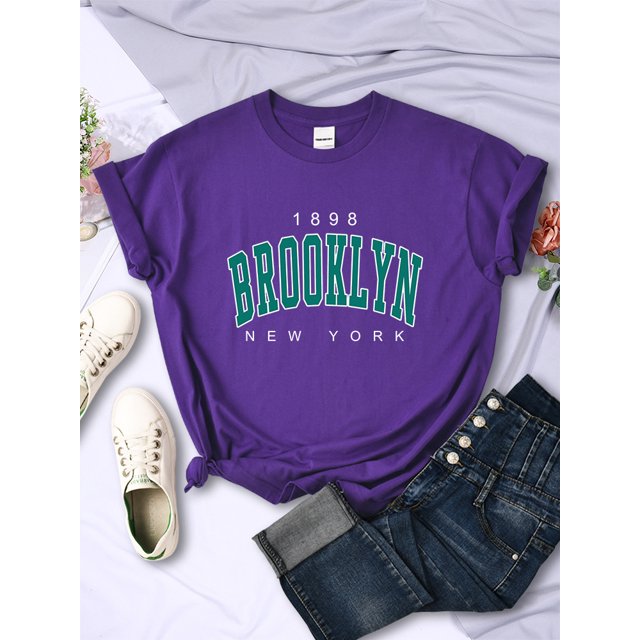 1898 Brooklyn New York Print Womens Short Sleeve Vintage Fas