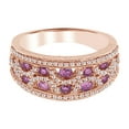 thumbnail image 2 of AFFY Round Cut Simulated Pink Sapphire & White Cubic Zirconia Band Ring In 10k Rose Gold (0.5 cttw), Ring Size-9.5, 2 of 2