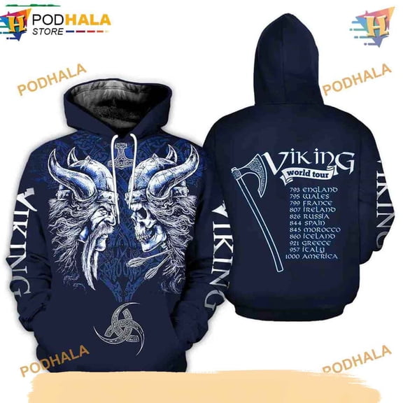 Viking 3D AOP Hoodie, All Over Print & Trending Apparel