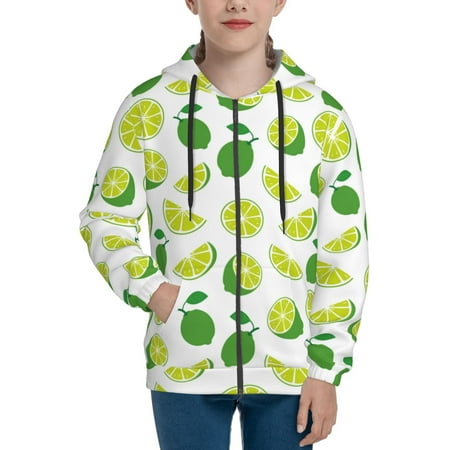 

Hoodies for Women Cute Limes Green Leaves Long Sleeve Sweatshirt Drawstring Zip Up Hoodie with Pockets Teen Girl Clothes