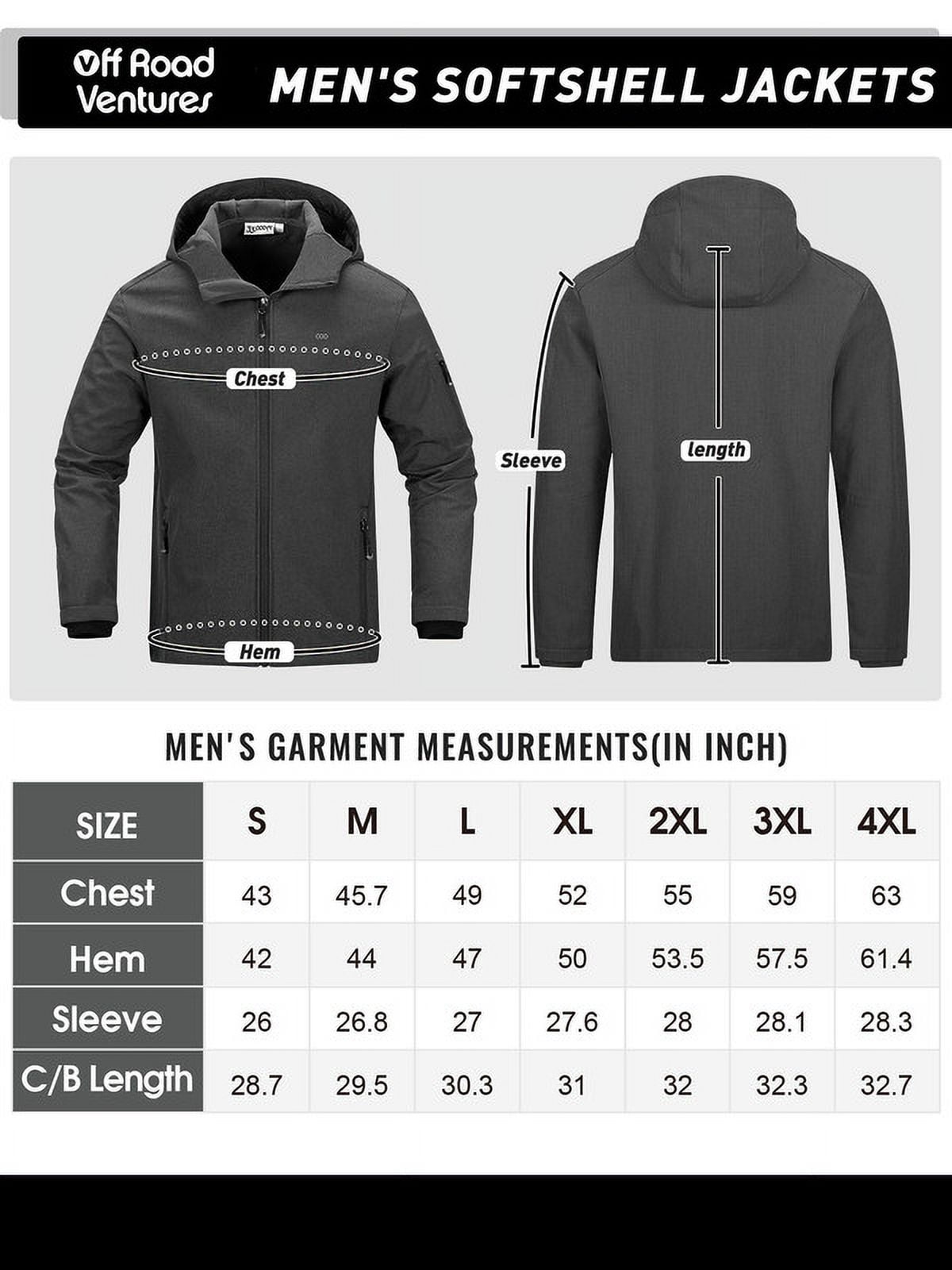 Off Road Ventures Men's Lightweight Softshell Jacket with Hood Waterproof Fleece Lined Windbreaker Outdoor Coat for Hiking