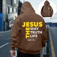 thumbnail image 2 of QHFBli Cotton Men's Hoodie Mens God Print Casual Hooded Sweatshirt Long Sleeve Pullover Comfortable Daily Wear Streetwear Fashion Brown L, 2 of 5
