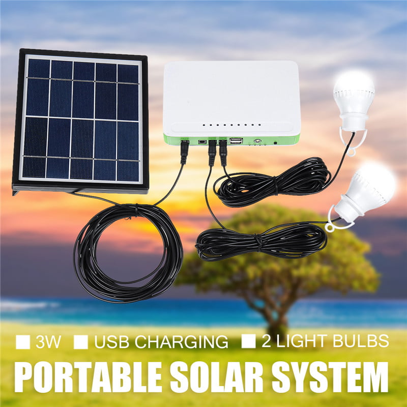 Portable Solar Panel, 3W Solar Lighting Kit for Home RV Hiking Hurricane Shed Emergency 2 Pack