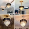 thumbnail image 4 of Modern Crystal Chandeliers 3-Tier Crystal Chandelier Light 15.7'' Black and Gold Pendant Light Fixtures Raindrop Flush Mount Chandelier for Living Room Kitchen Island Foyer E12x5 Lights, 4 of 8