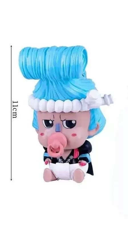 Newly Luffy Sanji Zoro Brook Franky Figure Sitting Q Version Nipple Anime Figures 10cm/3.9inch Anime Character Decor Statue Desktop Ornament Gifts (Franky)