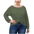 thumbnail image 1 of Hauts Grande Taille pour Femmes Col Rond Manches Longues T-Shirts Décontractés Amples Confortables Blouse pour Sortir, 1 of 7