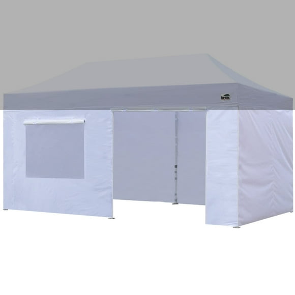 Eurmax Usa Full Zippered Walls For 10 X 20 Easy Pop Up Canopy Tent Enclosure Sidewall Kit With Roller Up Mesh Window And Door 4 Walls Only Not Including Frame And Top(White)