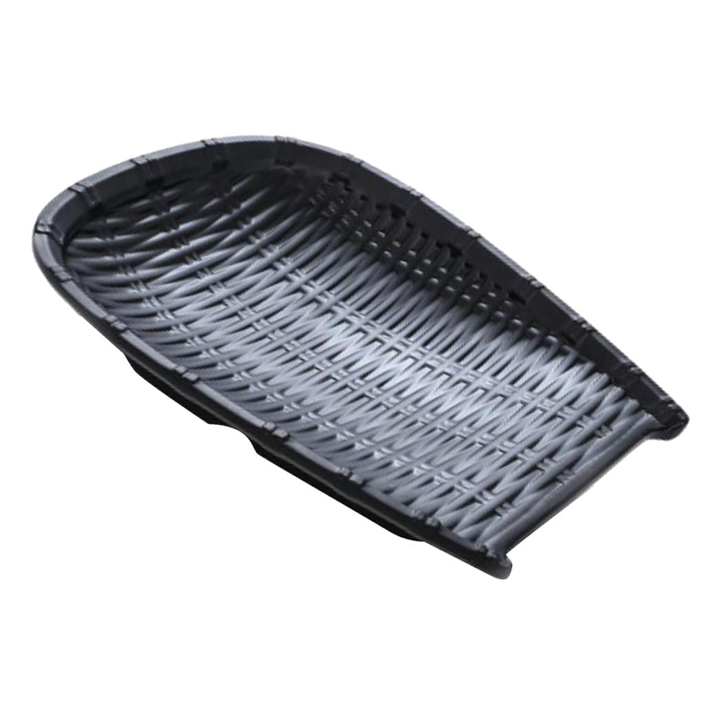 Fiocias Rattan Wicker Basket Hand Knitting Box Woven Black 28cm