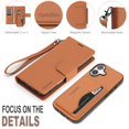 thumbnail image 3 of Case For Apple iPhone 17 6.3 inch,RFID Blocking，Split PU Leather Detachable 2 In 1 Flip Folio Wallet With Multi-Card Slots,Wristband，Kickstand Magnetic Protective Cover,Brown,For iPhone 17, 3 of 8