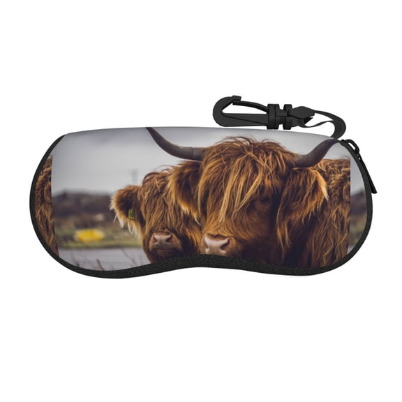 Xecao Portrait Of Cow With Its Baby Cow for Eyeglass Case Soft Shell, Portable Sunglass Case, Fashionable Eyeglass Case with Zipper, Lightweight
