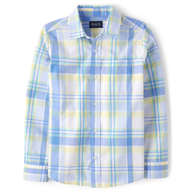 Camisa The Children's Place de popelina de manga larga, talla pequeña (4) para niños
