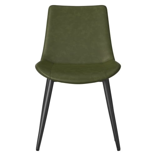 4 Pcs PU Leather Dining Chairs, Stain-Resistant & Waterproof, Heavy-Duty Carbon Steel Legs, High-Density Sponge Seat, Adjustable Feet for Kitchen, Living Room, Dining Room, Olive Green