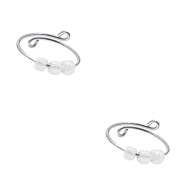 stanreset Cute Ring Metal Fidget Rings with Beads Lightweight Opening Finger Ring Waterproof Wear-resistant Jewelry for Girls White 2Set