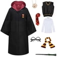thumbnail image 3 of Uniforme escolar mágico para niños y adultos, disfraz de Slytherin, Ravenclaw, túnica, capa, suéter, bufanda, corbata, varita, disfraz de Halloween, 3 of 4