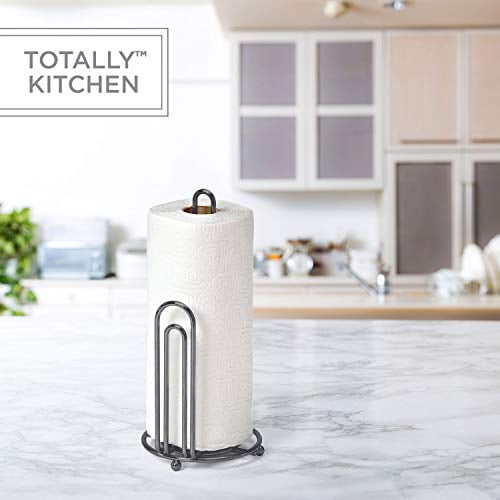 Totally Kitchen Paper Towel Holder | Simple Tear Standing Paper Towel Dispenser | Heavy Duty Metal Construction | Fits Rolls | Oil Rubbed Bronze