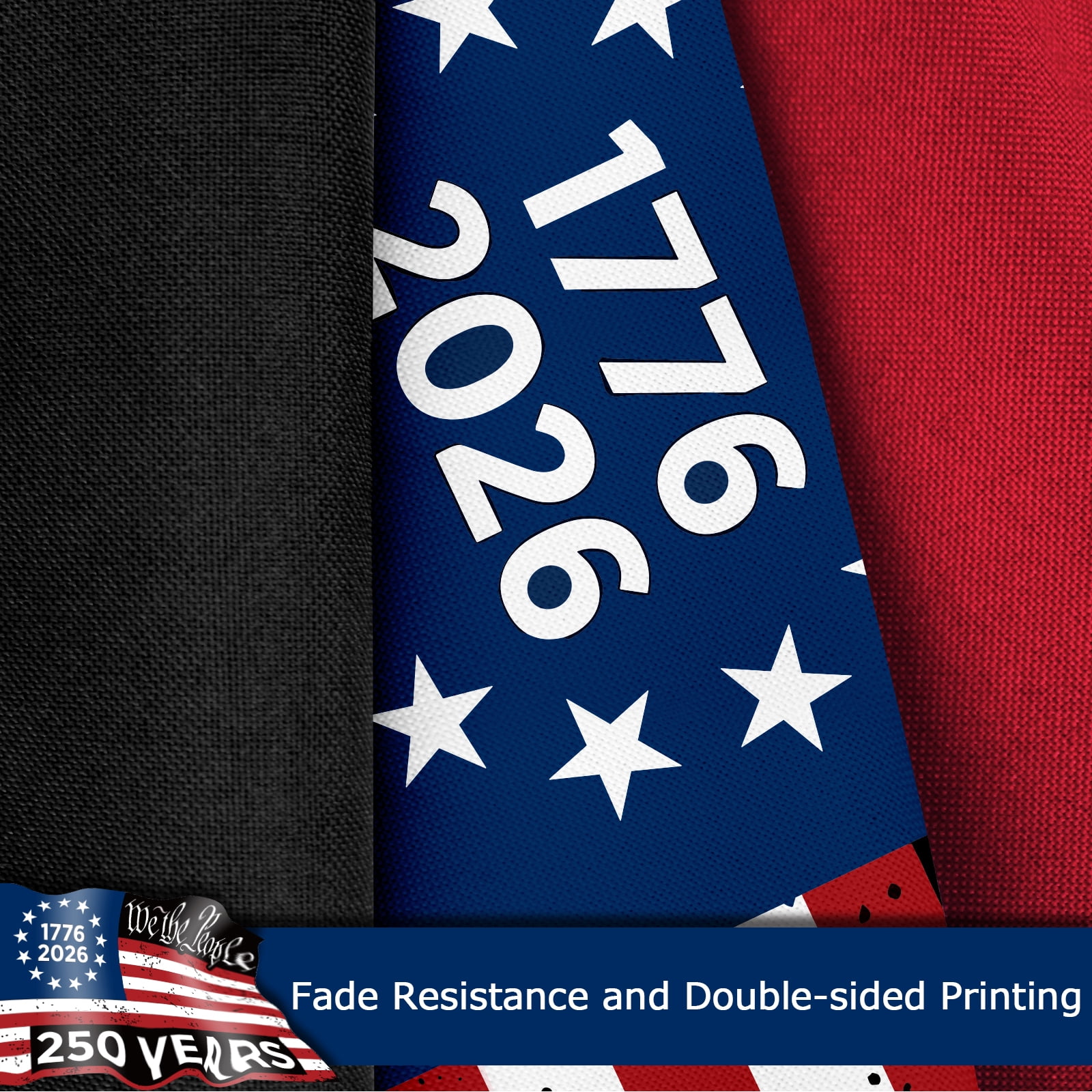 USA 250th Anniversary Flag 1776-2026, 250 Year American Anniversary Commemorative Flag, 400D Heavy Duty Double-Sided Patriotic Banner, 4 Rows Stitched & Brass Grommets