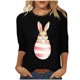 thumbnail image 1 of Tops de Cuello Redondo para las Mujeres Pascua Impresa 3/4 Mangas Blusa, Ligera Imitación Algodón Top Casual, 1 of 5