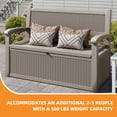 thumbnail image 5 of Uforic 70 Gallon Outdoor Storage Deck Bench with Armrests, Waterproof Lockable Storage Box for Patio, Garden, Pool & Porch, Light Brown, 5 of 9