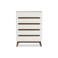 thumbnail image 4 of Baxton Studio Calypso Mid-Century Modern White and Walnut Wood 5-Drawer Storage Chest, 4 of 7
