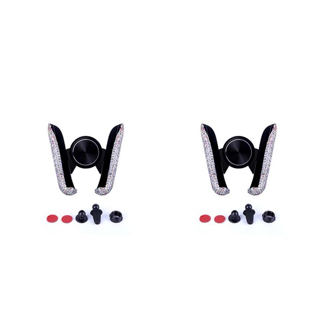 Sidaley Soporte de teléfono para automóvil Diamantes de imitación Soporte de clip incrustado Soporte universal autoadhesivo en forma de V Accesorios Blanco 2piezas