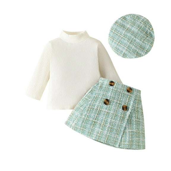 Siilsaa Clothes for Girls Baby Girl Romper Dress Outfits Flower Mesh Lace Ruffle Jumpsuit Dress Hat Cute Clothes Green,6-9 Months