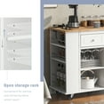 thumbnail image 4 of Lunale 39.8" Kitchen Island with Drop Leaf, Power Outlets, Rolling Storage Kitchen Cart with Wine Cup Rack, White, 4 of 12