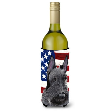 

USA American Flag with Scottish Terrier Wine Bottle Beverage Insulator Beverage Insulator Hugger
