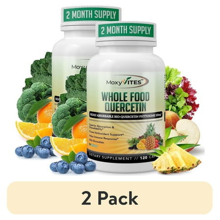 (2 pack) MoxyVites Quercetin 500mg with Bromelain — 20X Absorption Phytosome Form, 120 Vegan Caps