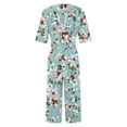 thumbnail image 4 of Edvintorg Womens Rompers for Summer Vintage Floral Printed Short Sleeve V Neck Back Zipper Wide Leg Jumpsuit with Pocket Casual Loose Overalls for Women, 4 of 5