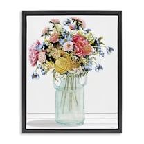 Stupell Industries Country Classic Bouquet Floral Painting Black Floater Framed Canvas Art Print Wall Art, 17 x 21