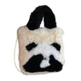 thumbnail image 3 of Bolso de mano de peluche de panda, bolso de hombro, bolso cruzado, bolso tote, estuche, cartera con cadena, blanco, 3 of 9