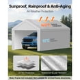 thumbnail image 4 of KFFKFF Carport Replacement Canopy, 12 x 20 ft Portable Garage Cover with Side Panels, UV-Resistant and Waterproof, Durable Car Shelter Tarp with Ball Bungees, Grey, Frame Not Included, 4 of 9