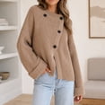 thumbnail image 2 of CaComMARK PI Womens Cardigan Sweaters Button Down Long Sleeve Knit Outerwear Oversized Fashion Chunky Open Front Sweater Khaki, 2 of 9