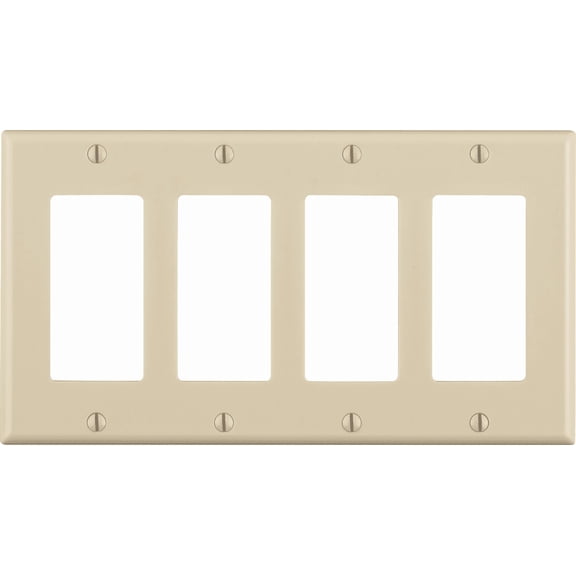 Leviton 4-Gang Wallplate — Decora® Rocker-Style Design in Almond — UL Listed for US Residential Electrical Code Compliance, Drop-in NEC-Standard Wiring