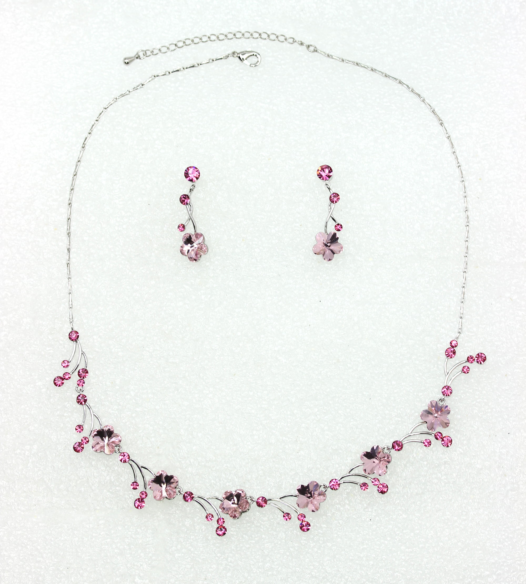 Rose pink gemstone designer necklace earrings jewellery set at ₹1550 |  Azilaa