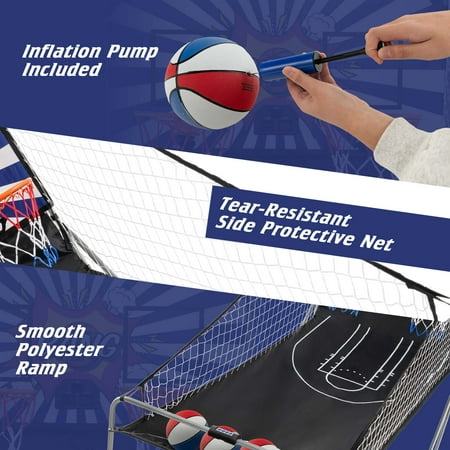 Costway - Dual Shot Basketball Arcade Game with 8 Game Modes Arcade Sound Electronic Scoring - White