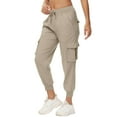 thumbnail image 3 of RYRJJ Women's Lightweight Hiking Cargo Pants Outdoor Quick Dry Casual Travel Sweatpants Joggers Elastic Waist Trousers with Button Pockets(Khaki,3XL), 3 of 8