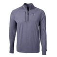 thumbnail image 2 of Men's Cutter & Buck  Heather Navy Texas Rangers Americana Logo Big & Tall Adapt Eco Knit Stretch Recycled Quarter-Zip, 2 of 3