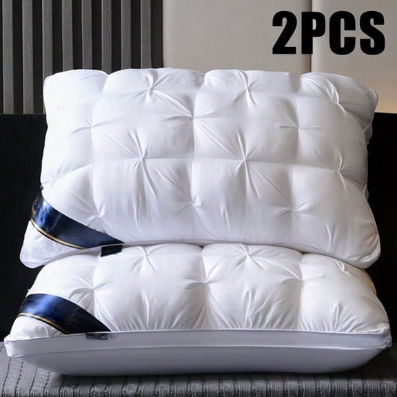 Boboluo King Size Pillow Set 2-Pack, Soft Fluffy Supportive Bed Pillows with Removable Pillowcases, Hotel-Style Pillows for Back Stomach Side Sleepers, White/Gray