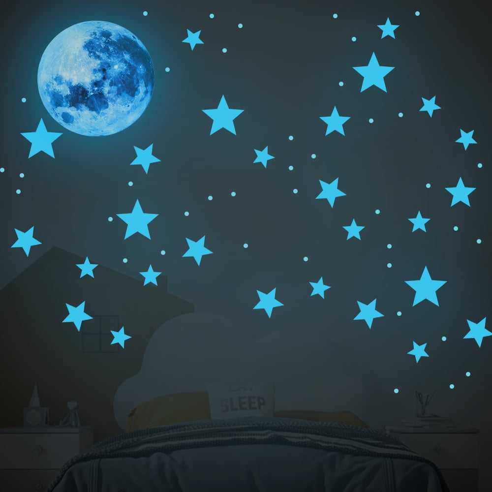 Glow in The Dark Stars and Moon for Ceiling, 435 Pcs 3D Star Stickers