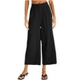 thumbnail image 2 of DDAPJ pyju Womens Cotton Linen Dress Work Pants Business Casual Capri Pants Lightweight Flowy Summer Cropped Pants Solid Basic Wide Leg Capris with Pockets Limited Time Sales of Today Black XXL, 2 of 7
