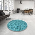 thumbnail image 4 of Ahgly Company Machine Washable Indoor Round Transitional Dark Cyan Green Area Rugs, 6' Round, 4 of 7