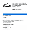 thumbnail image 2 of Front Left Upper Control Arm and Ball Joint Assembly - Compatible with 2012 - 2015 Honda Crosstour 2013 2014, 2 of 2